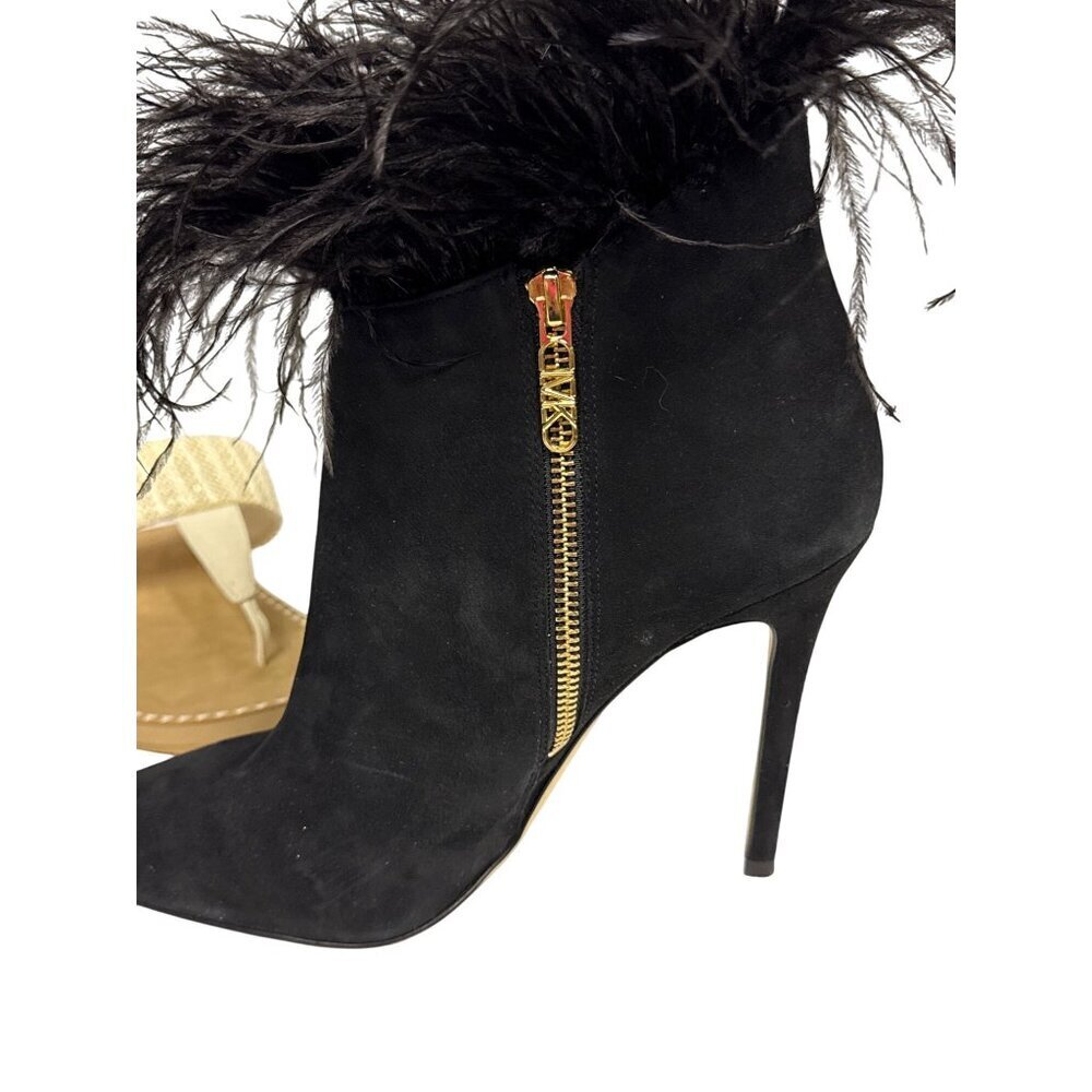 Michael Kors Whitby Women's Ankle Boot Feather Trim Suede Stiletto Heel Size 10 - Picture 9 of 10